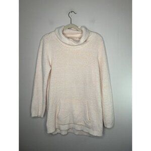 Soft Surroundings Cozy Sweatshirt Pink Cowl Neck Kangaroo Pockets Size Medium
